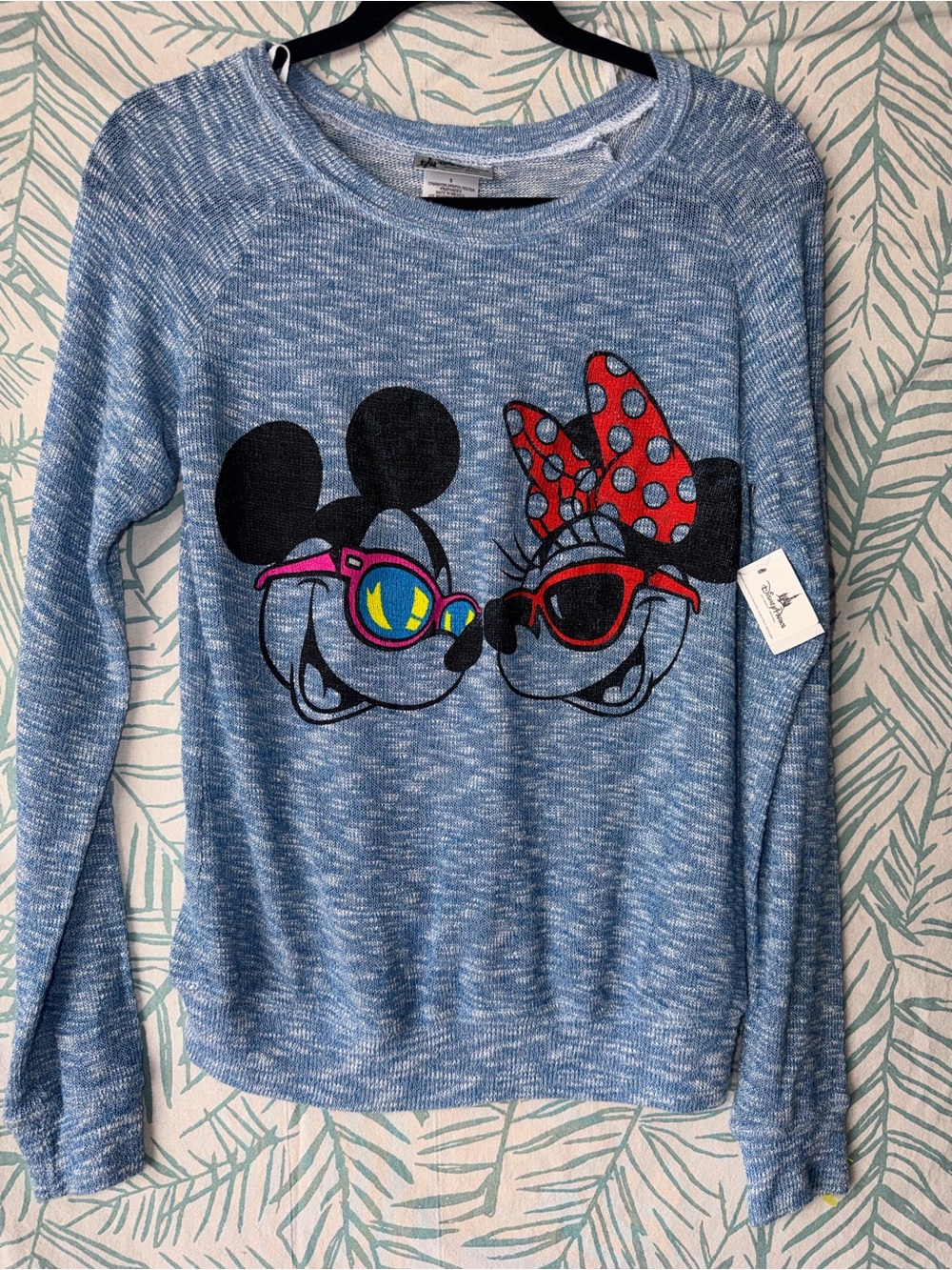 Disney Blue Mickey & Minnie Sunglasses Graphic Sweater